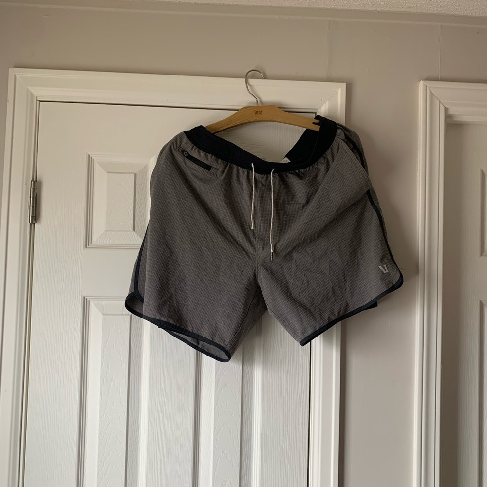 Vuori Men's Athletic Shorts in Gray and Black